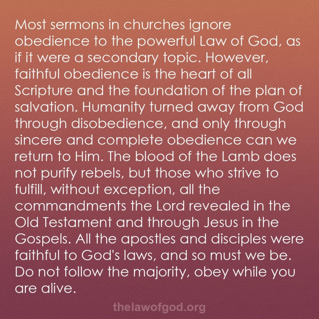 b0286 - Post about the Law of God: Most sermons in churches ignore obedience to the powerful Law...
