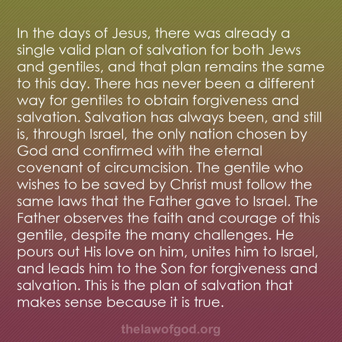 b028 - Post about the Law of God: In the days of Jesus, there was already a single valid plan...