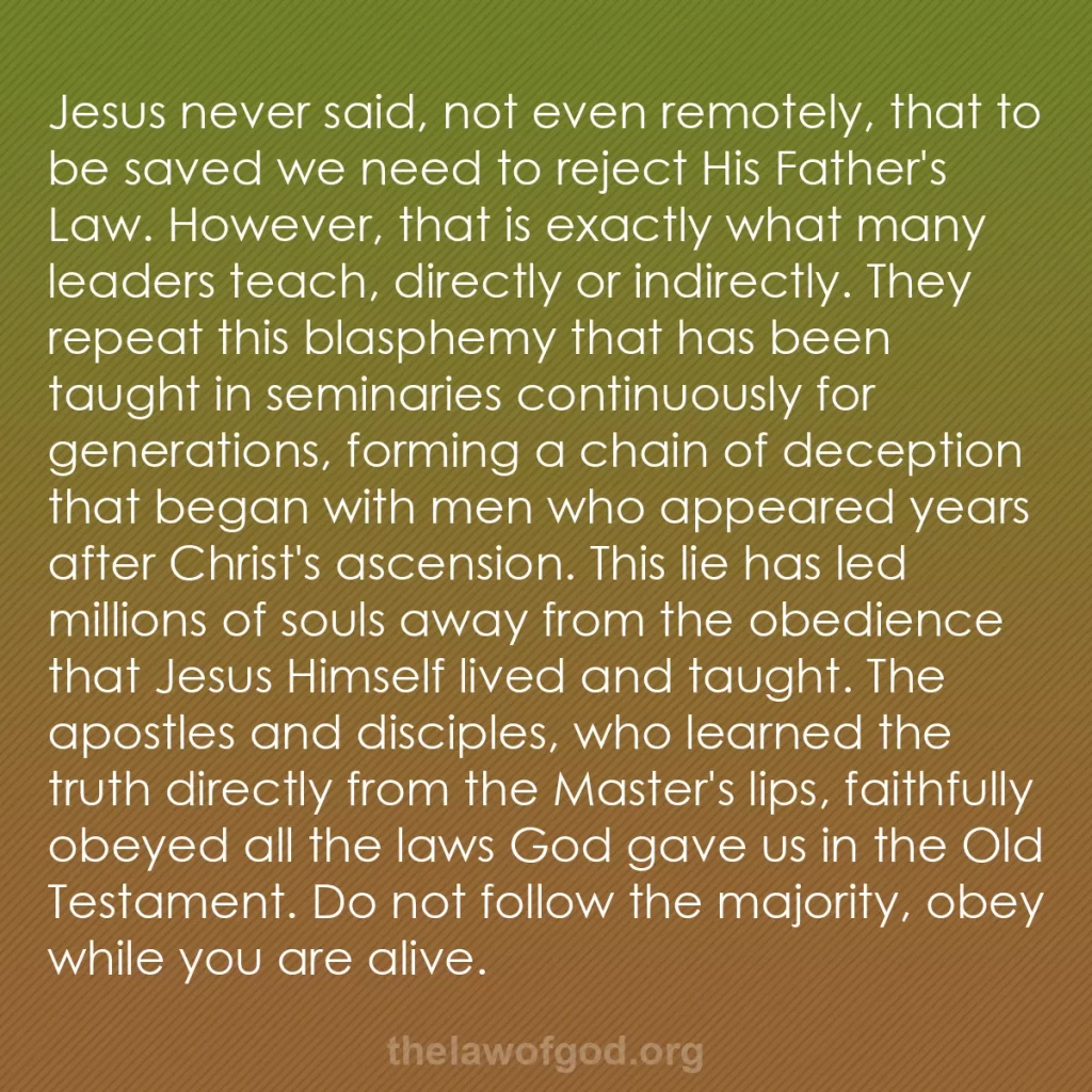 b0289 - Post about the Law of God: Jesus never said, not even remotely, that to be saved we need...