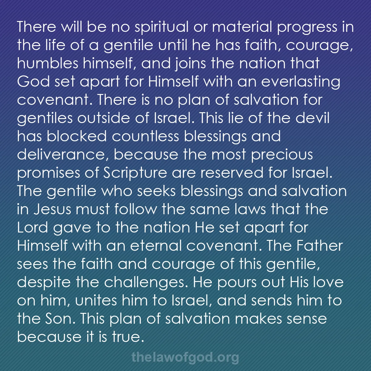 b029 - Post about the Law of God: There will be no spiritual or material progress in the life...