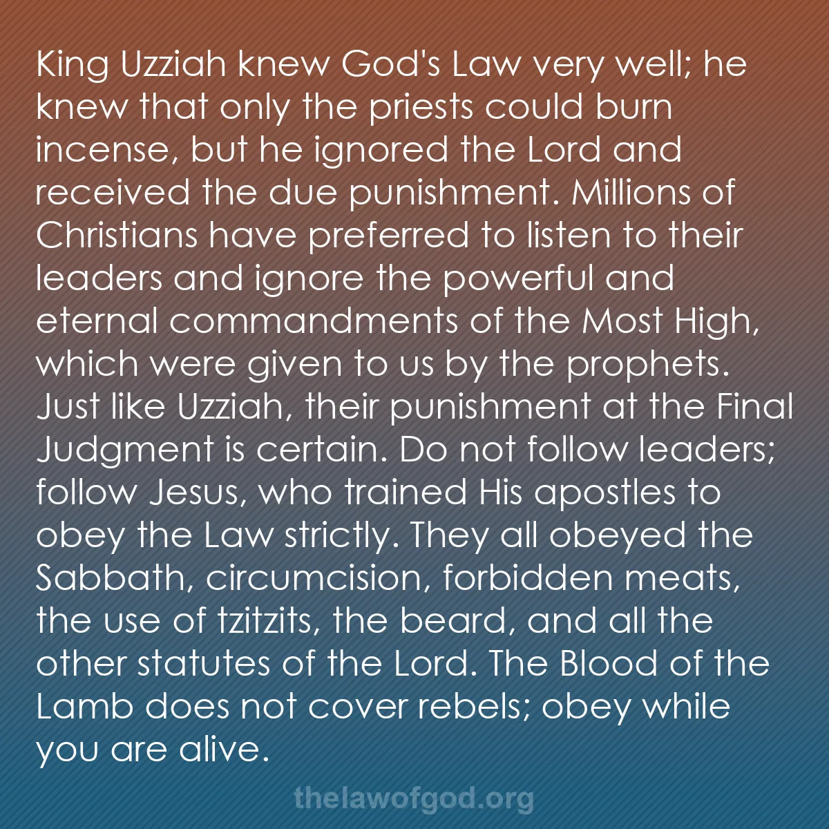 b031 - Post about the Law of God: King Uzziah knew God