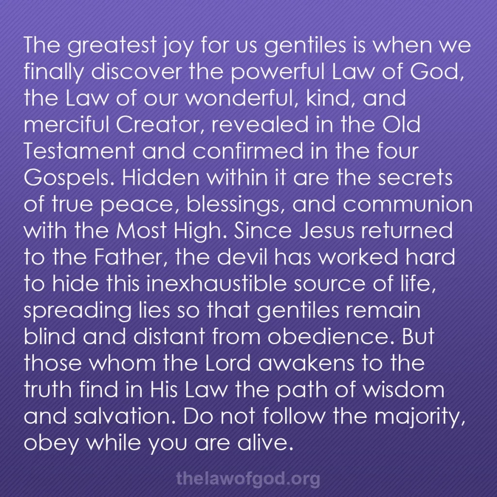 b0318 - Post about the Law of God: The greatest joy for us gentiles is when we finally discover...