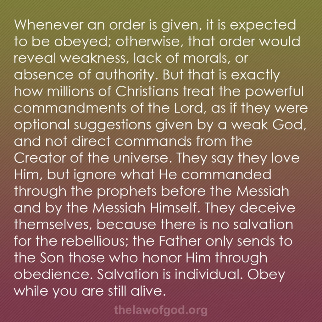 b0328 - Post about the Law of God: Whenever an order is given, it is expected to be obeyed; otherwise,...