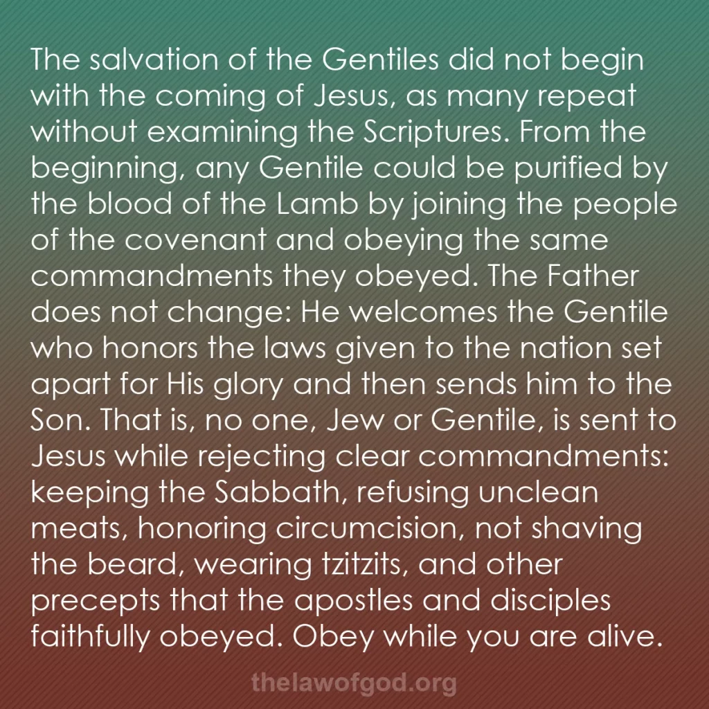 b0333 - Post about the Law of God: The salvation of the Gentiles did not begin with the coming...