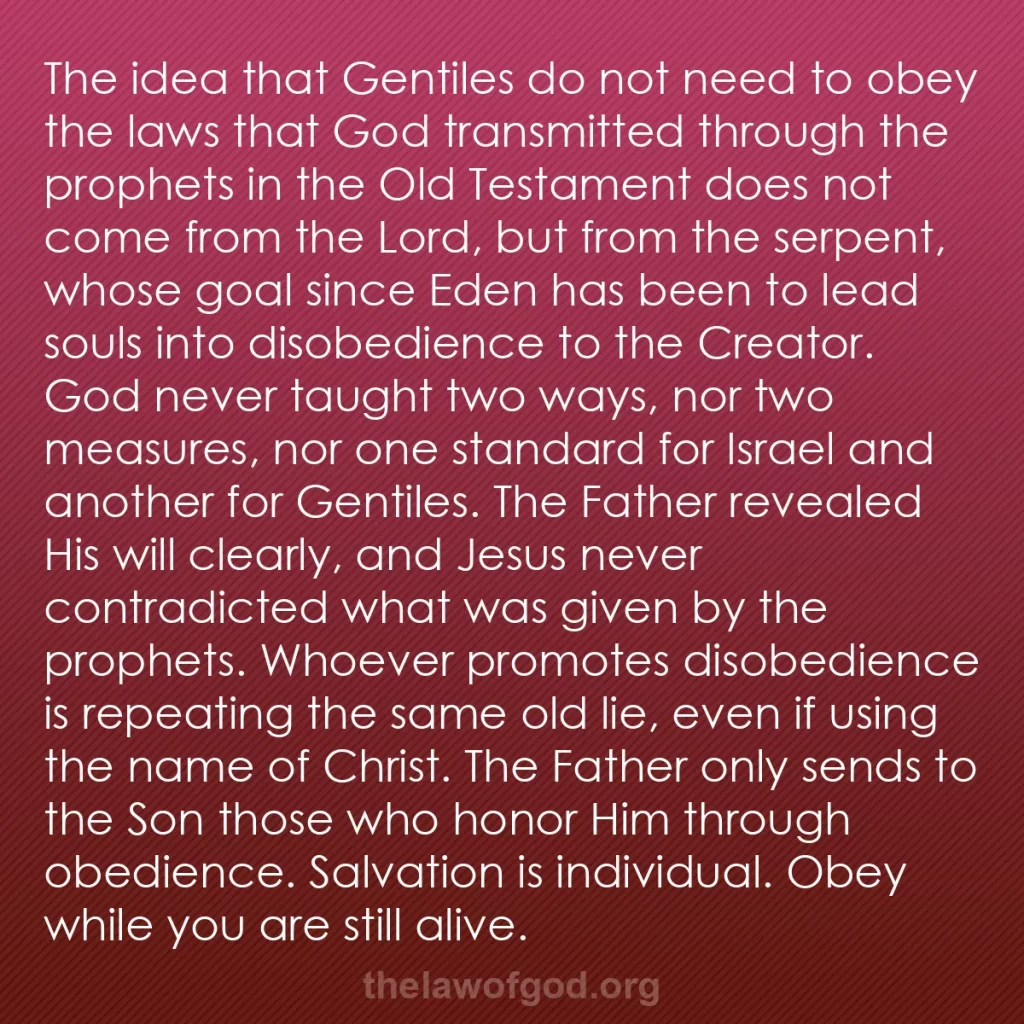 b0339 - Post about the Law of God: The idea that Gentiles do not need to obey the laws that God...