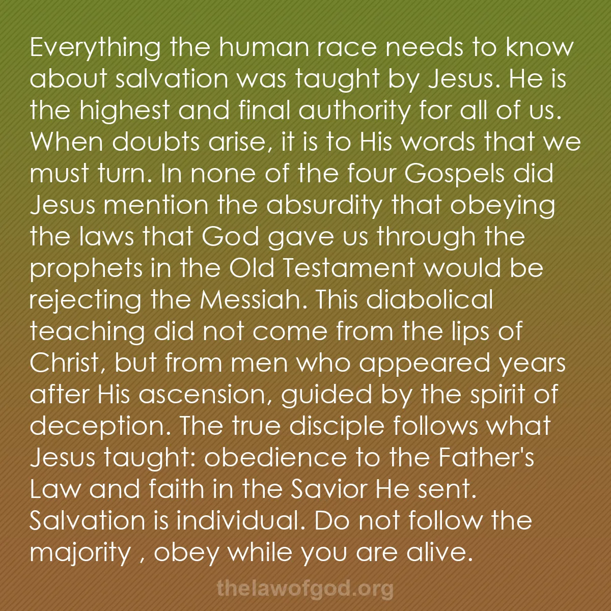 b034 - Post about the Law of God: Everything the human race needs to know about salvation was...