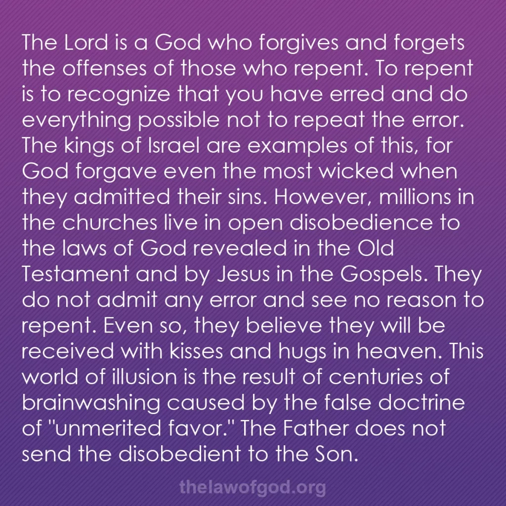 b0351 - Post about the Law of God: The Lord is a God who forgives and forgets the offenses of those...