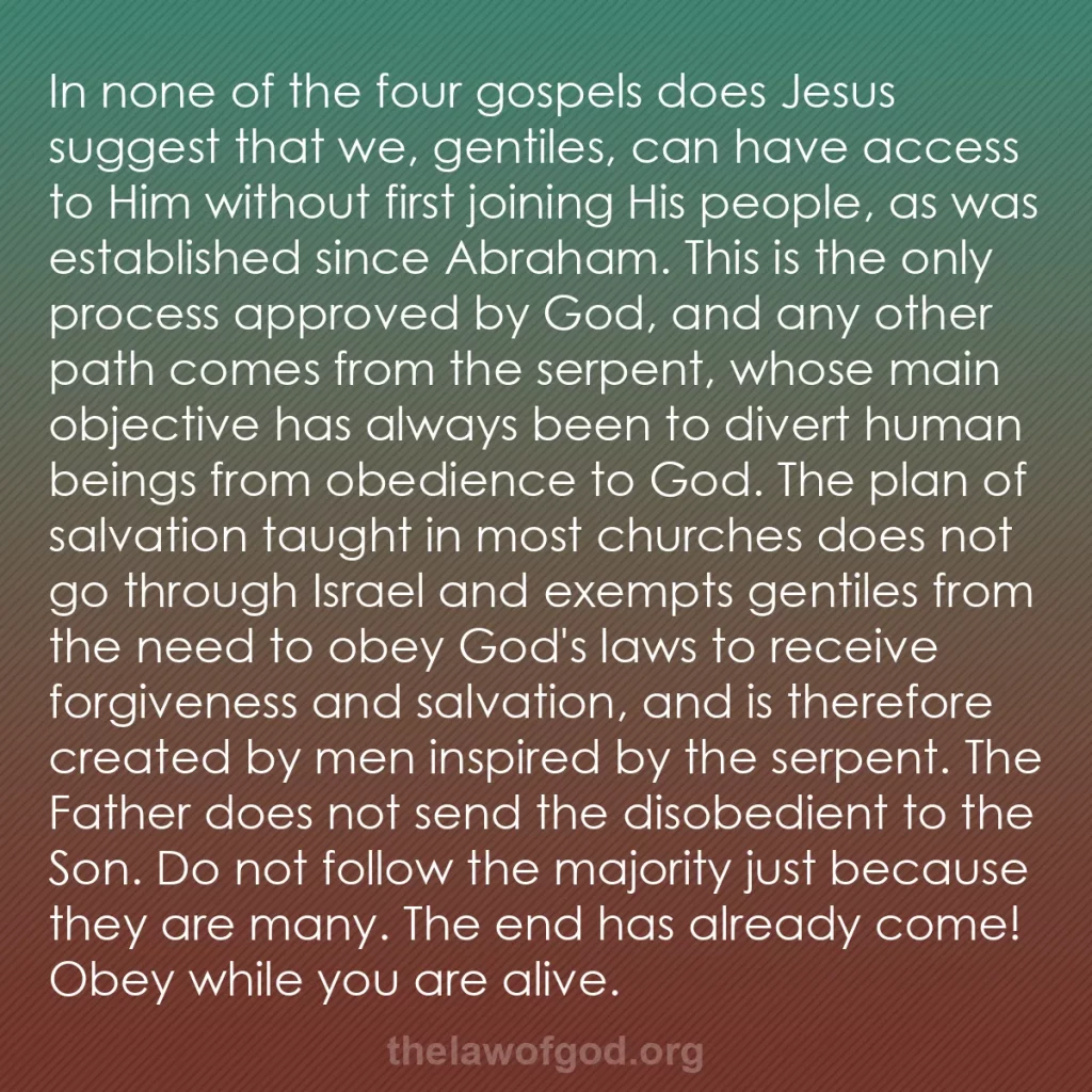 b0353 - Post about the Law of God: In none of the four gospels does Jesus suggest that we, gentiles,...