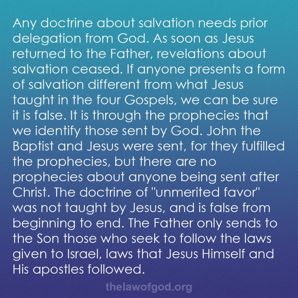 b0355 - Post about the Law of God: Any doctrine about salvation needs prior delegation from God....