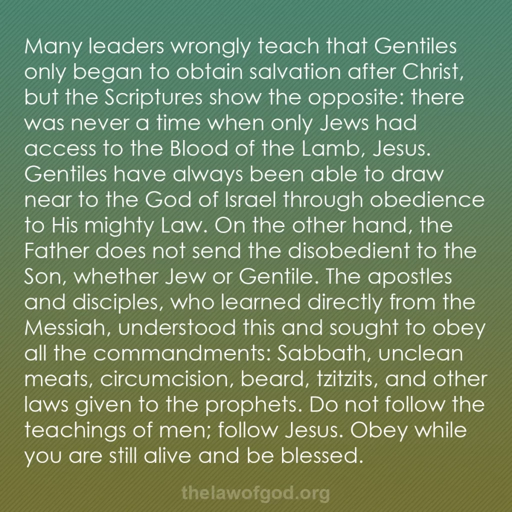 b0363 - Post about the Law of God: Many leaders wrongly teach that Gentiles only began to obtain...