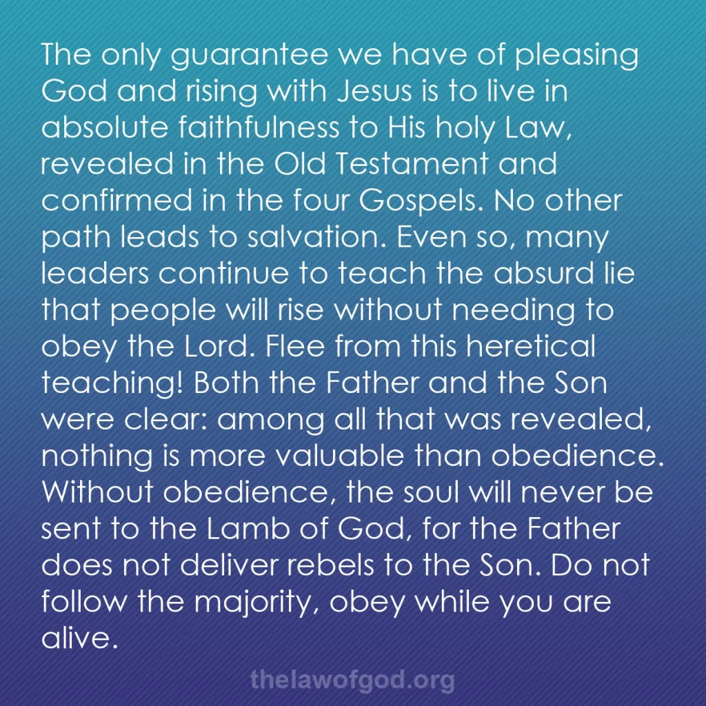 b0375 - Post about the Law of God: The only guarantee we have of pleasing God and rising with Jesus...