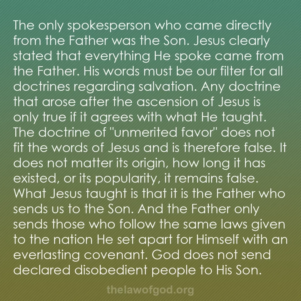 b0383 - Post about the Law of God: The only spokesperson who came directly from the Father was...