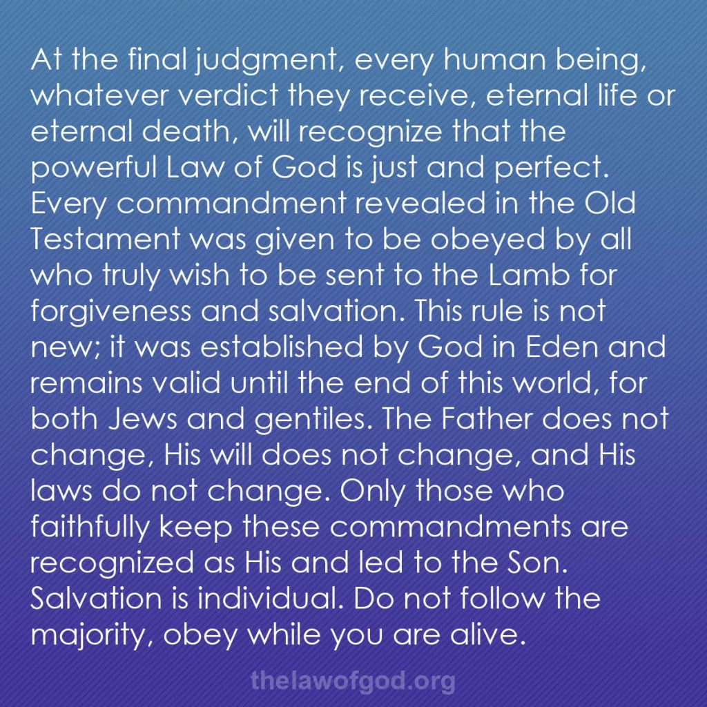 b0387 - Post about the Law of God: At the final judgment, every human being, whatever verdict they...