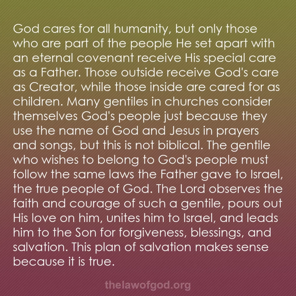 b0388 - Post about the Law of God: God cares for all humanity, but only those who are part of the...