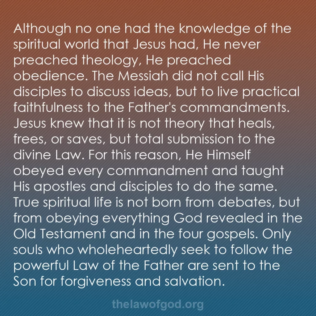 b0392 - Post about the Law of God: Although no one had the knowledge of the spiritual world that...