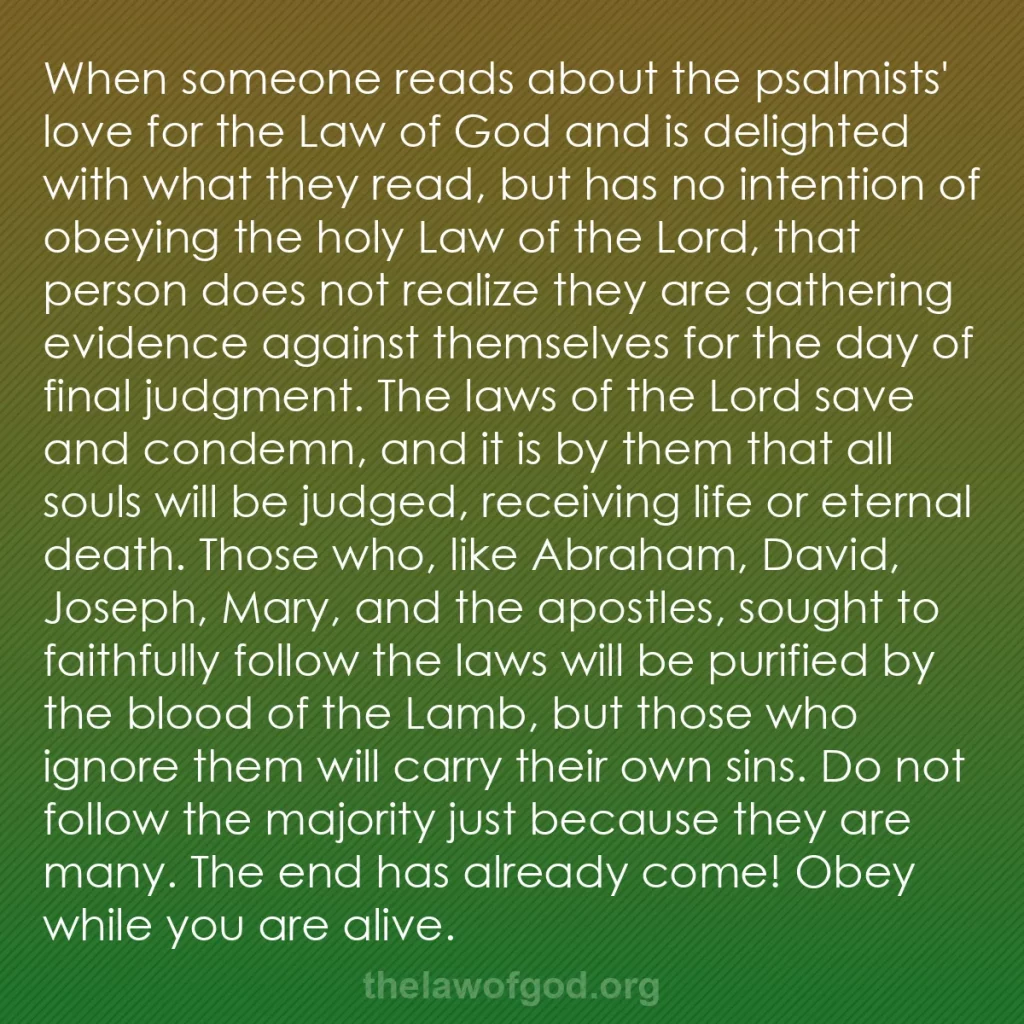 b0396 - Post about the Law of God: When someone reads about the psalmists' love for the Law of...