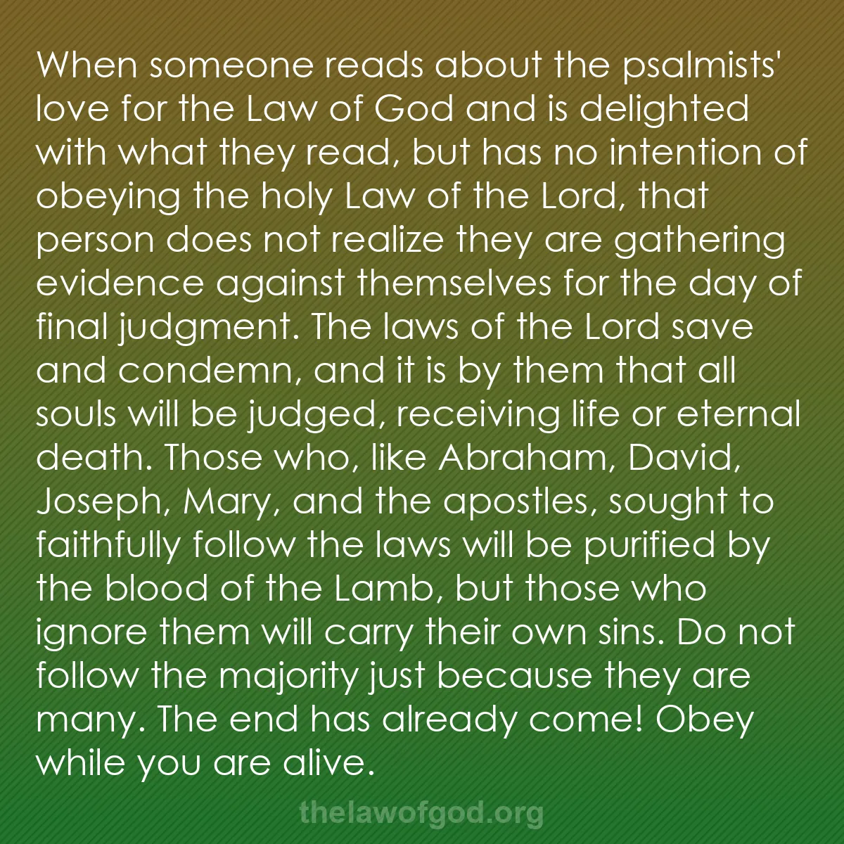 b039 - Post about the Law of God: When someone reads about the psalmists