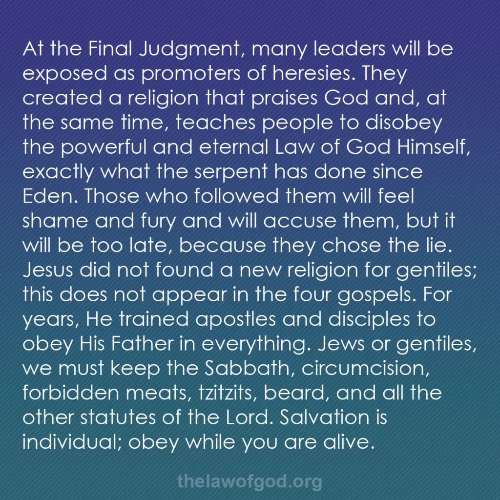 b0397 - Post about the Law of God: At the Final Judgment, many leaders will be exposed as promoters...