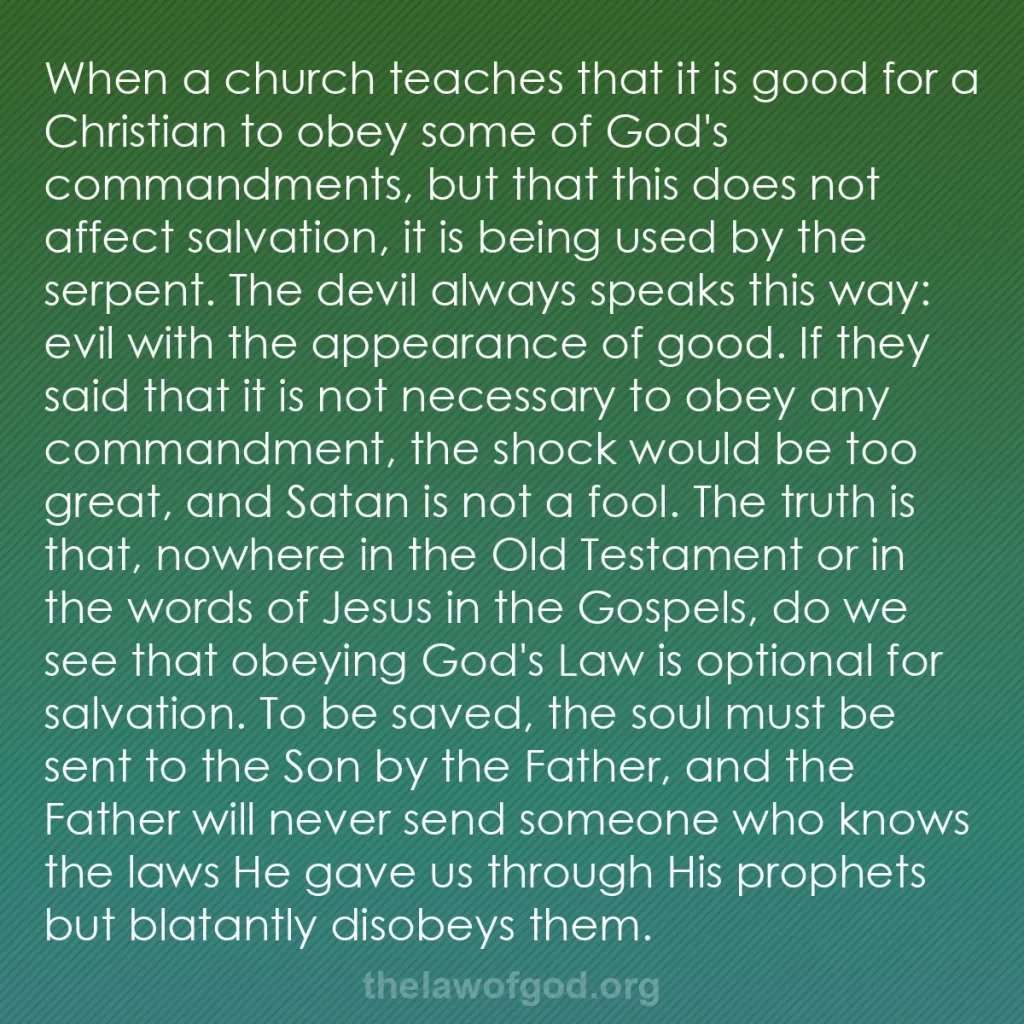 b0410 - Post about the Law of God: When a church teaches that it is good for a Christian to obey...