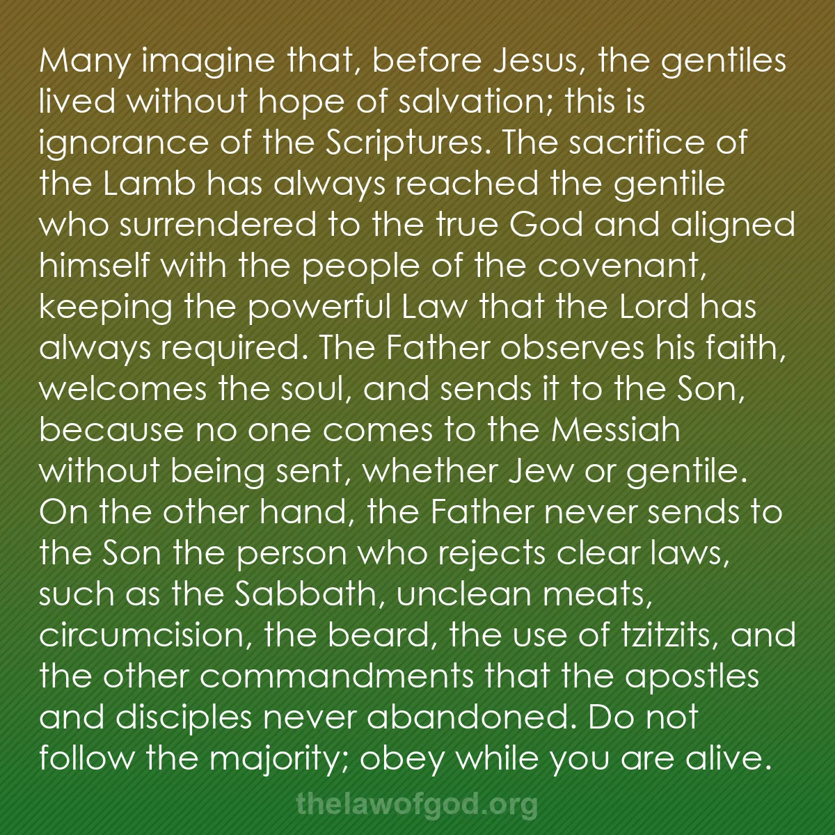 b041 - Post about the Law of God: Many imagine that, before Jesus, the gentiles lived without...