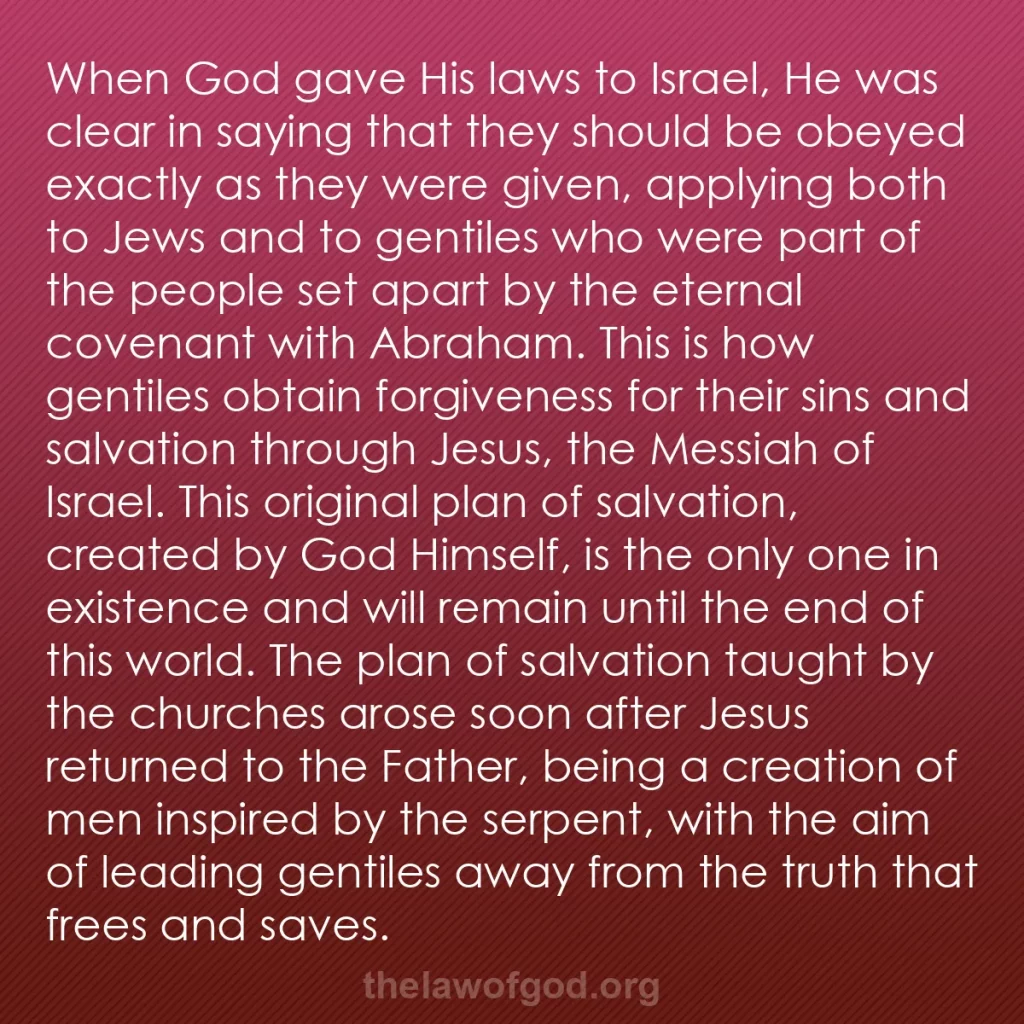 b0419 - Post about the Law of God: When God gave His laws to Israel, He was clear in saying that...