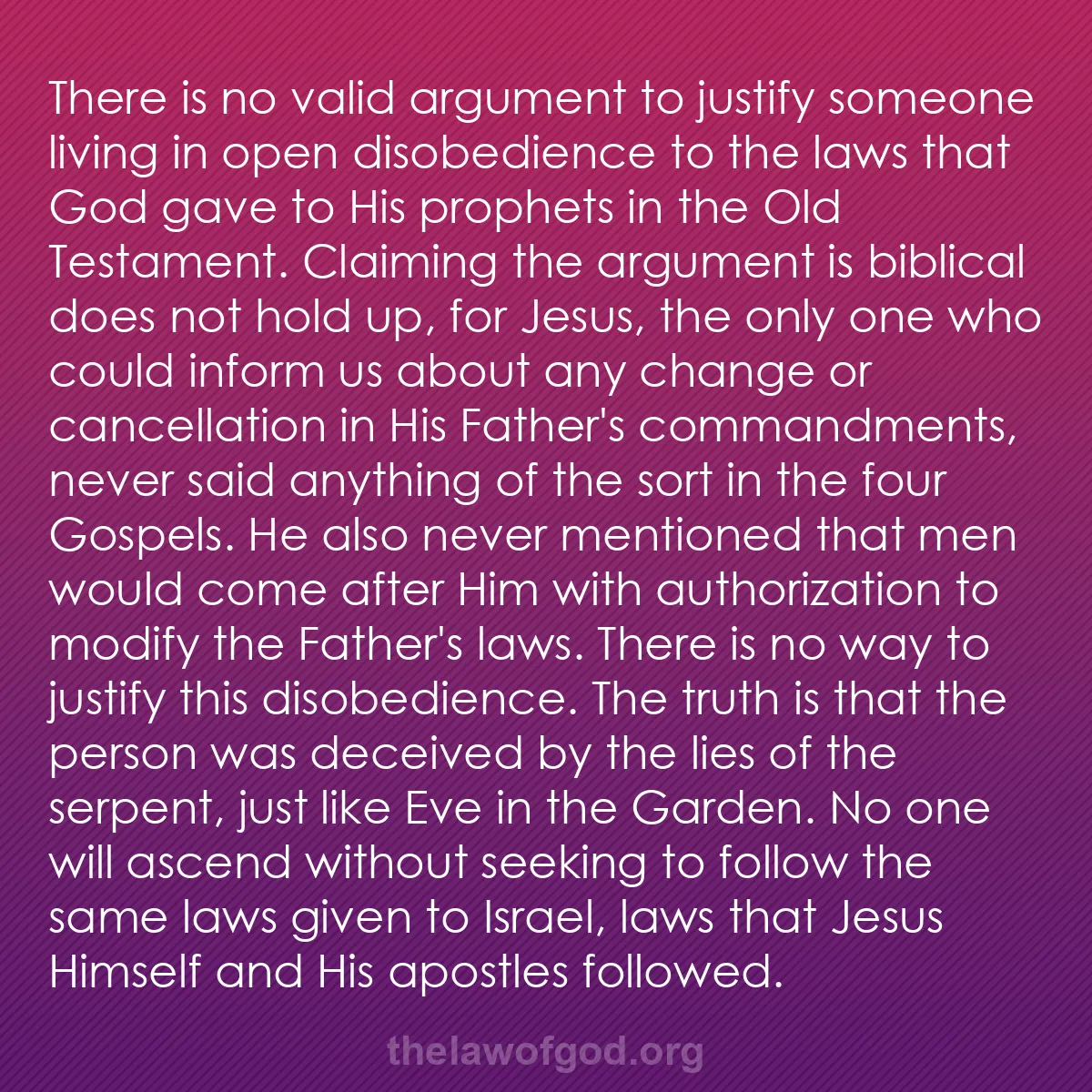 b042 - Post about the Law of God: There is no valid argument to justify someone living in open...