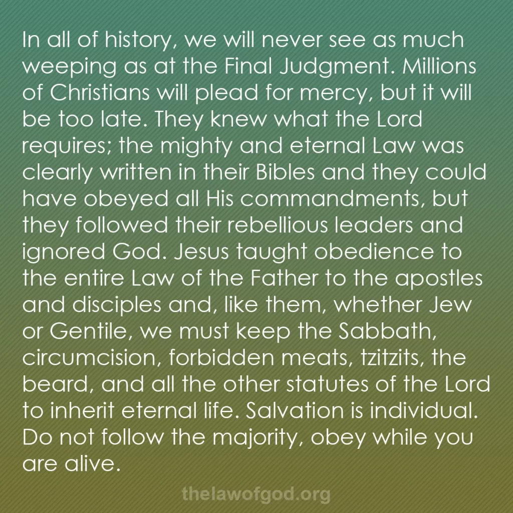 b0423 - Post about the Law of God: In all of history, we will never see as much weeping as at the...