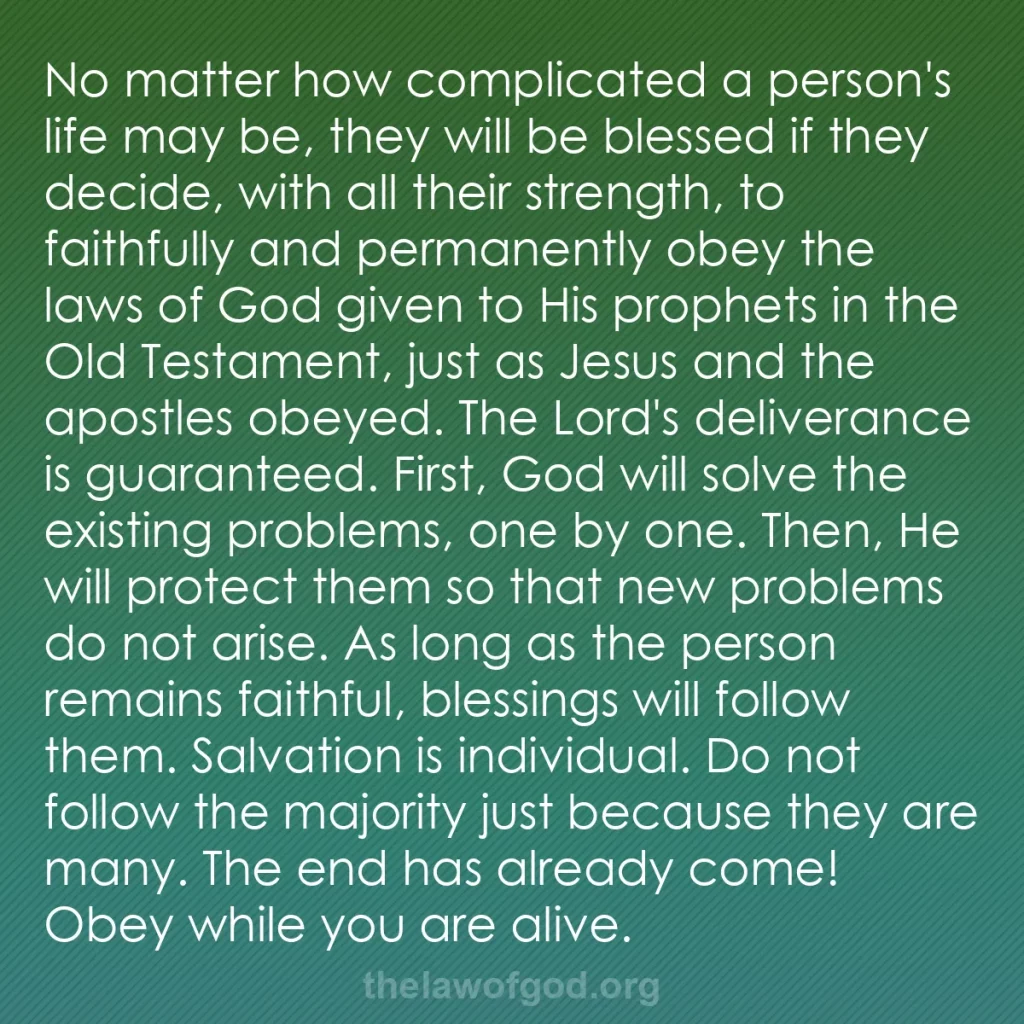 b0430 - Post about the Law of God: No matter how complicated a person's life may be, they will...