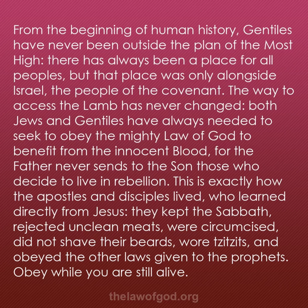 b0439 - Post about the Law of God: From the beginning of human history, Gentiles have never been...