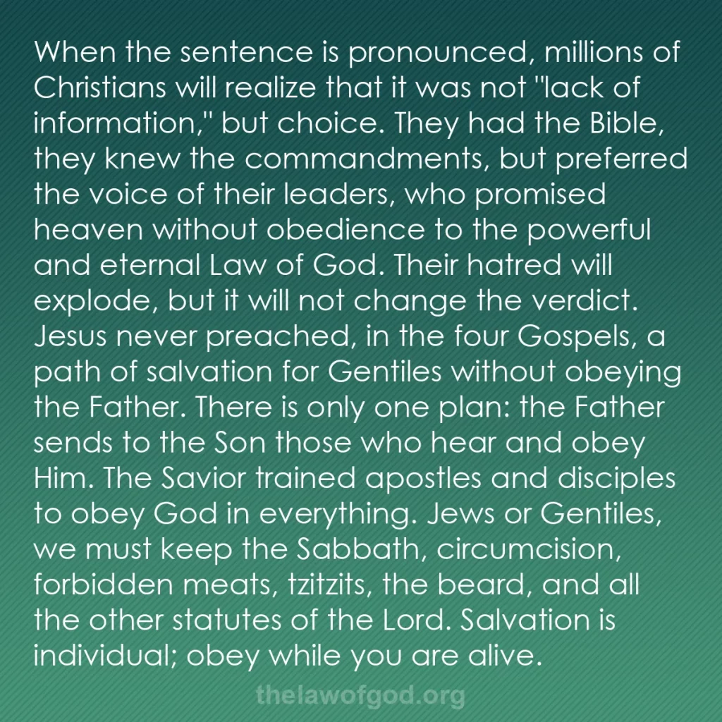 b0445 - Post about the Law of God: When the sentence is pronounced, millions of Christians will...