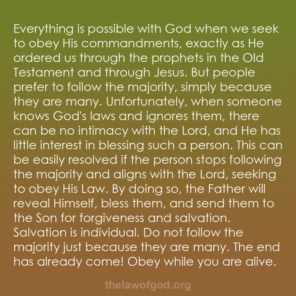 b0449 - Post about the Law of God: Everything is possible with God when we seek to obey His commandments,...