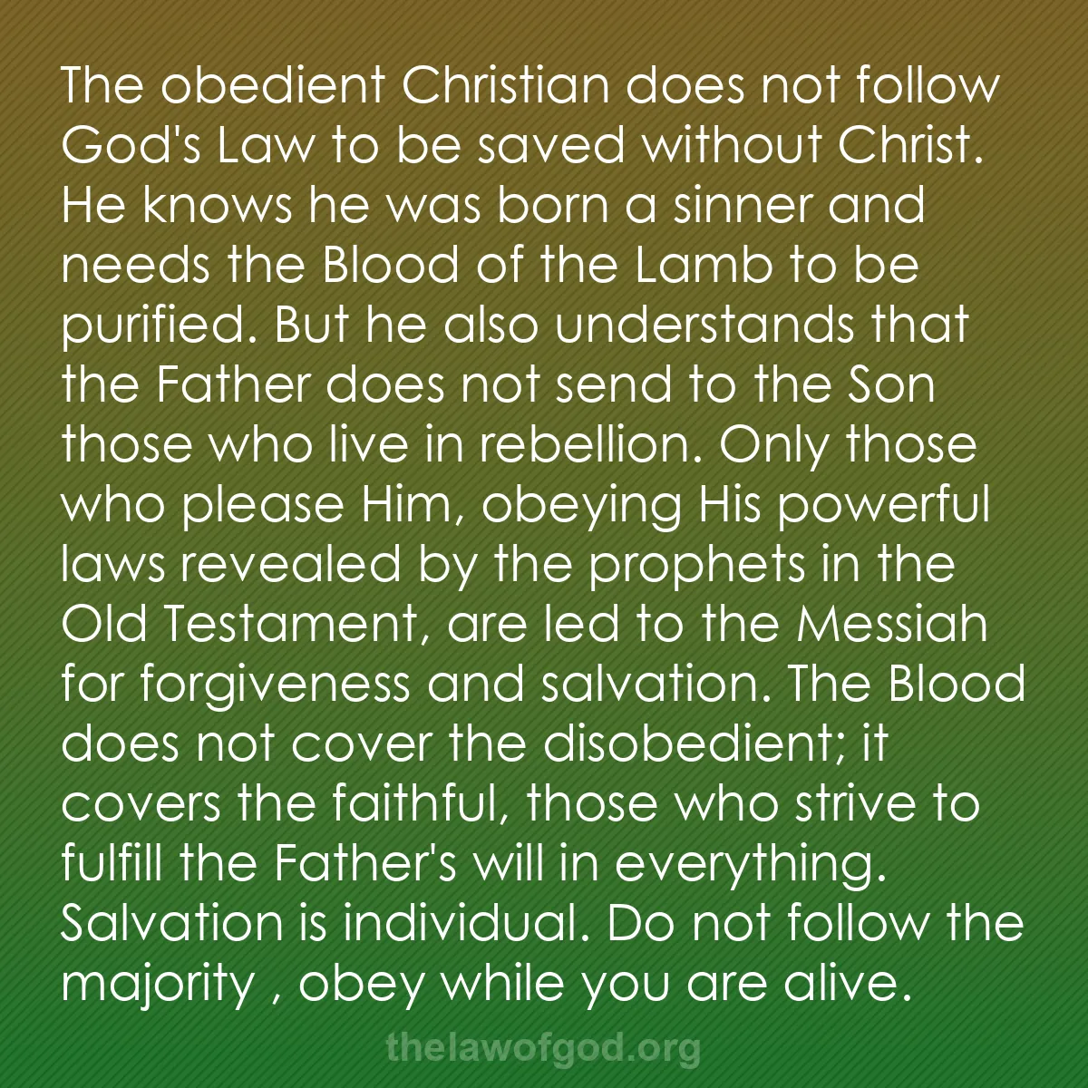 b045 - Post about the Law of God: The obedient Christian does not follow God