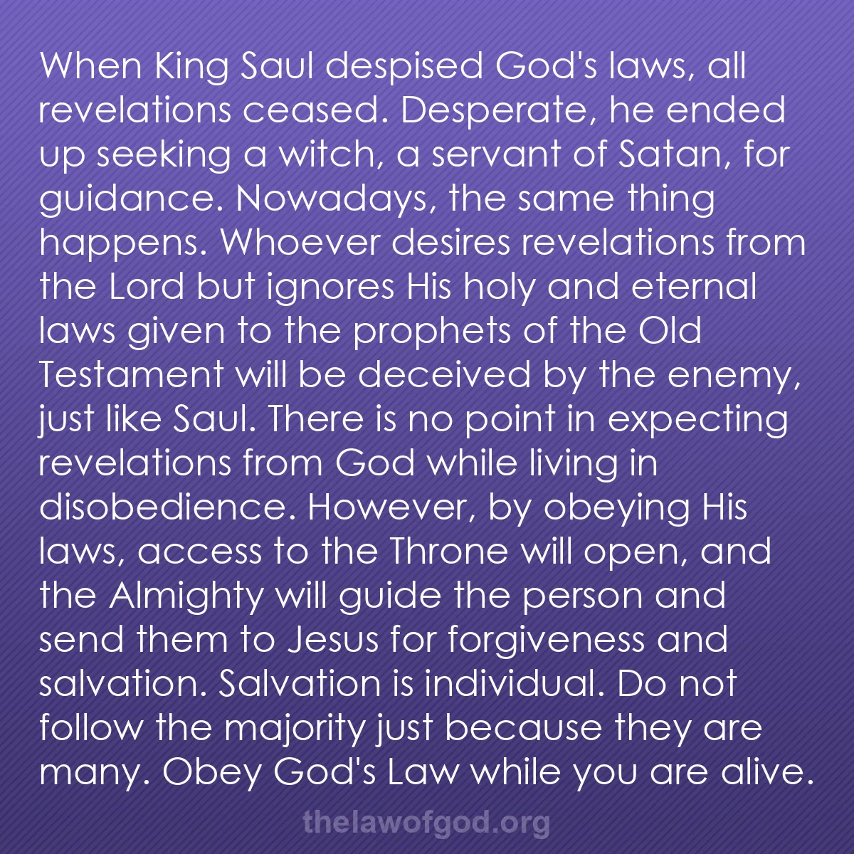 b045 - Post about the Law of God: When King Saul despised God