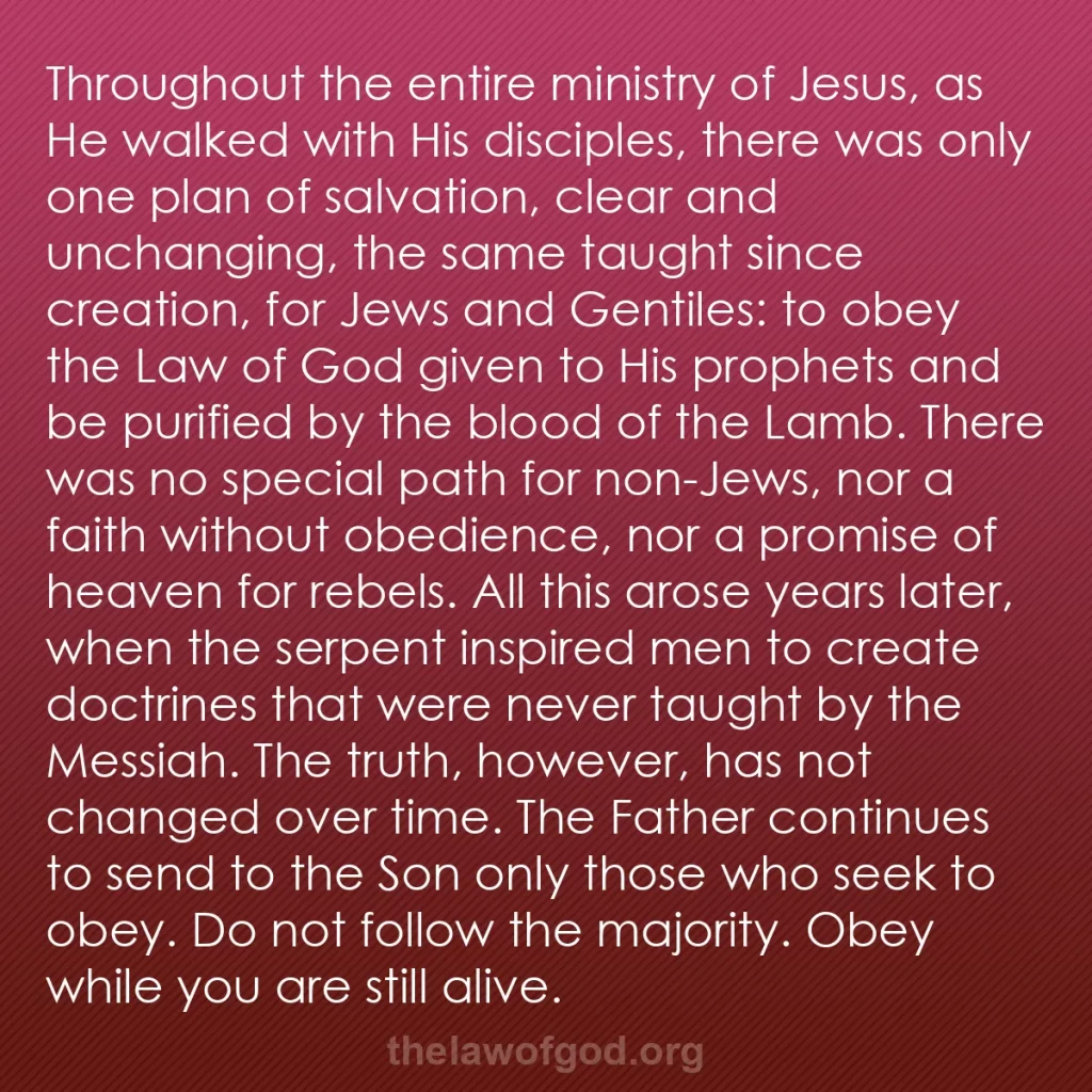 b0459 - Post about the Law of God: Throughout the entire ministry of Jesus, as He walked with His...