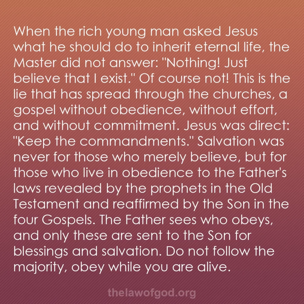 b0466 - Post about the Law of God: When the rich young man asked Jesus what he should do to inherit...