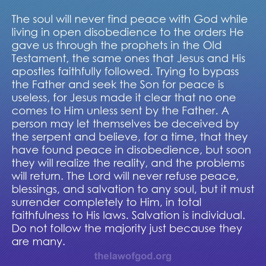 b0467 - Post about the Law of God: The soul will never find peace with God while living in open...
