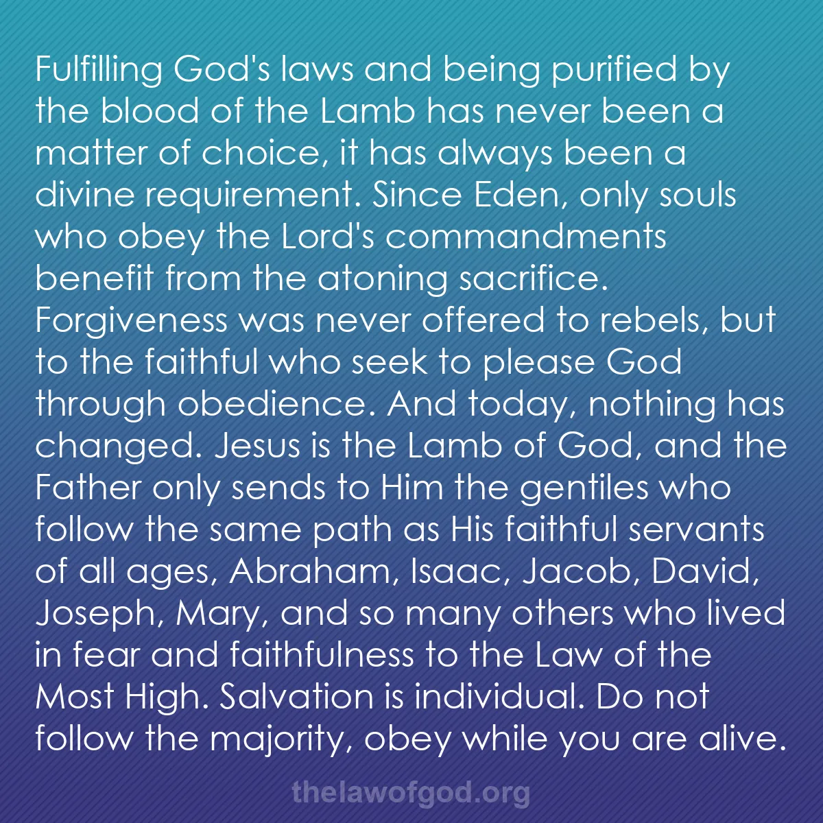 b047 - Post about the Law of God: Fulfilling God