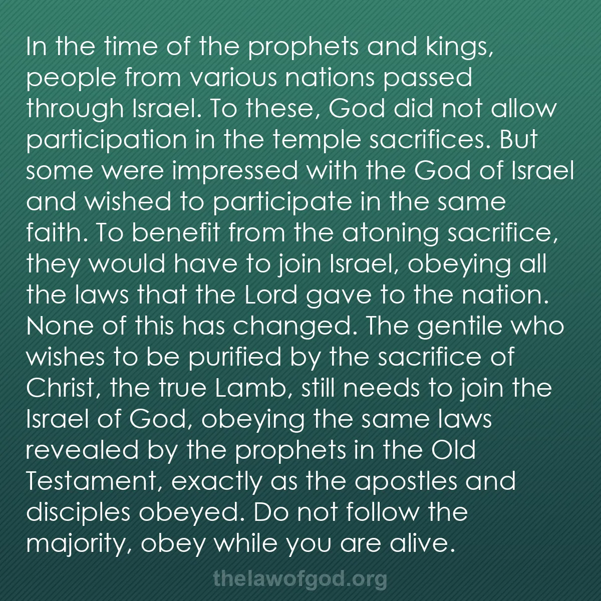 b048 - Post about the Law of God: In the time of the prophets and kings, people from various nations...