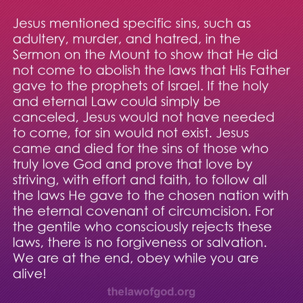 b0481 - Post about the Law of God: Jesus mentioned specific sins, such as adultery, murder, and...