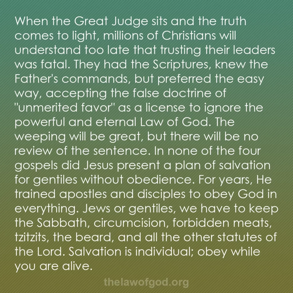 b0483 - Post about the Law of God: When the Great Judge sits and the truth comes to light, millions...