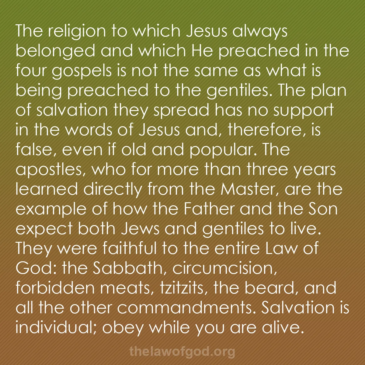 b048 - Post about the Law of God: The religion to which Jesus always belonged and which He preached...
