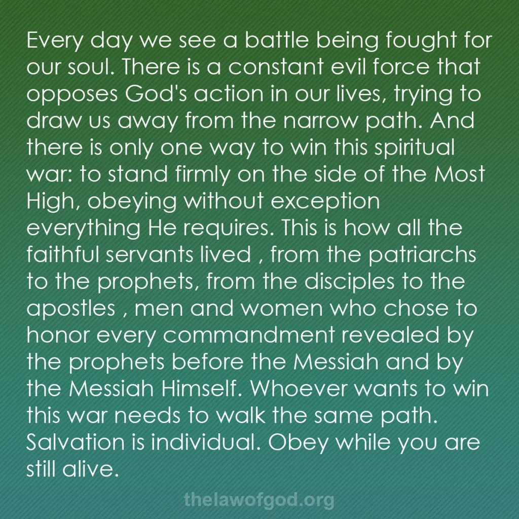 b0490 - Post about the Law of God: Every day we see a battle being fought for our soul. There is...