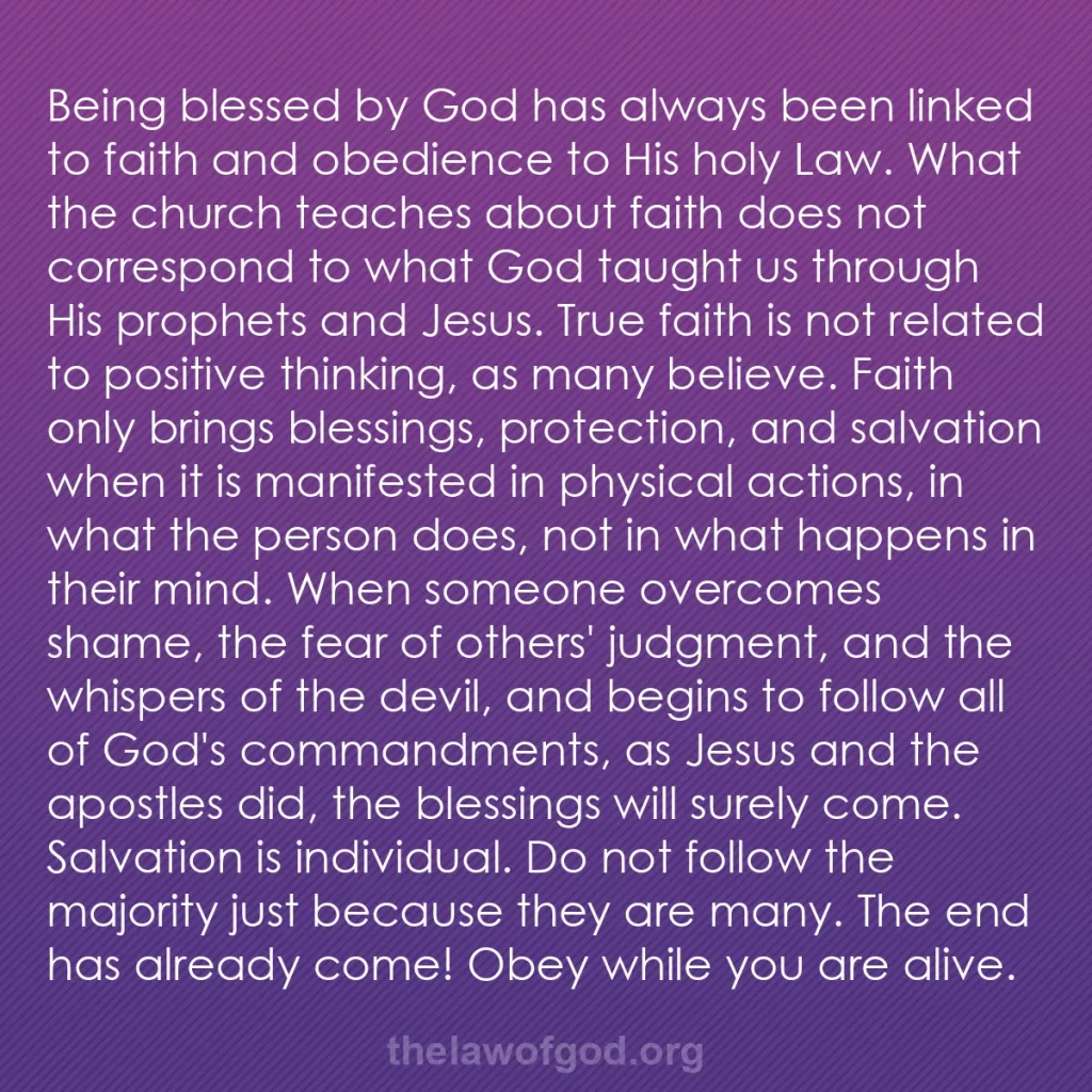 b0491 - Post about the Law of God: Being blessed by God has always been linked to faith and obedience...