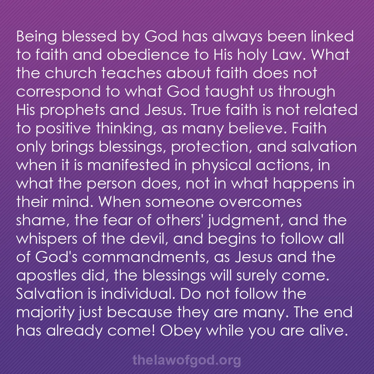 b049 - Post about the Law of God: Being blessed by God has always been linked to faith and obedience...