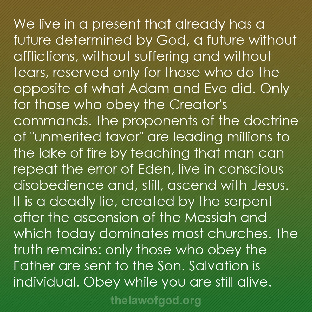 b049 - Post about the Law of God: We live in a present that already has a future determined by...