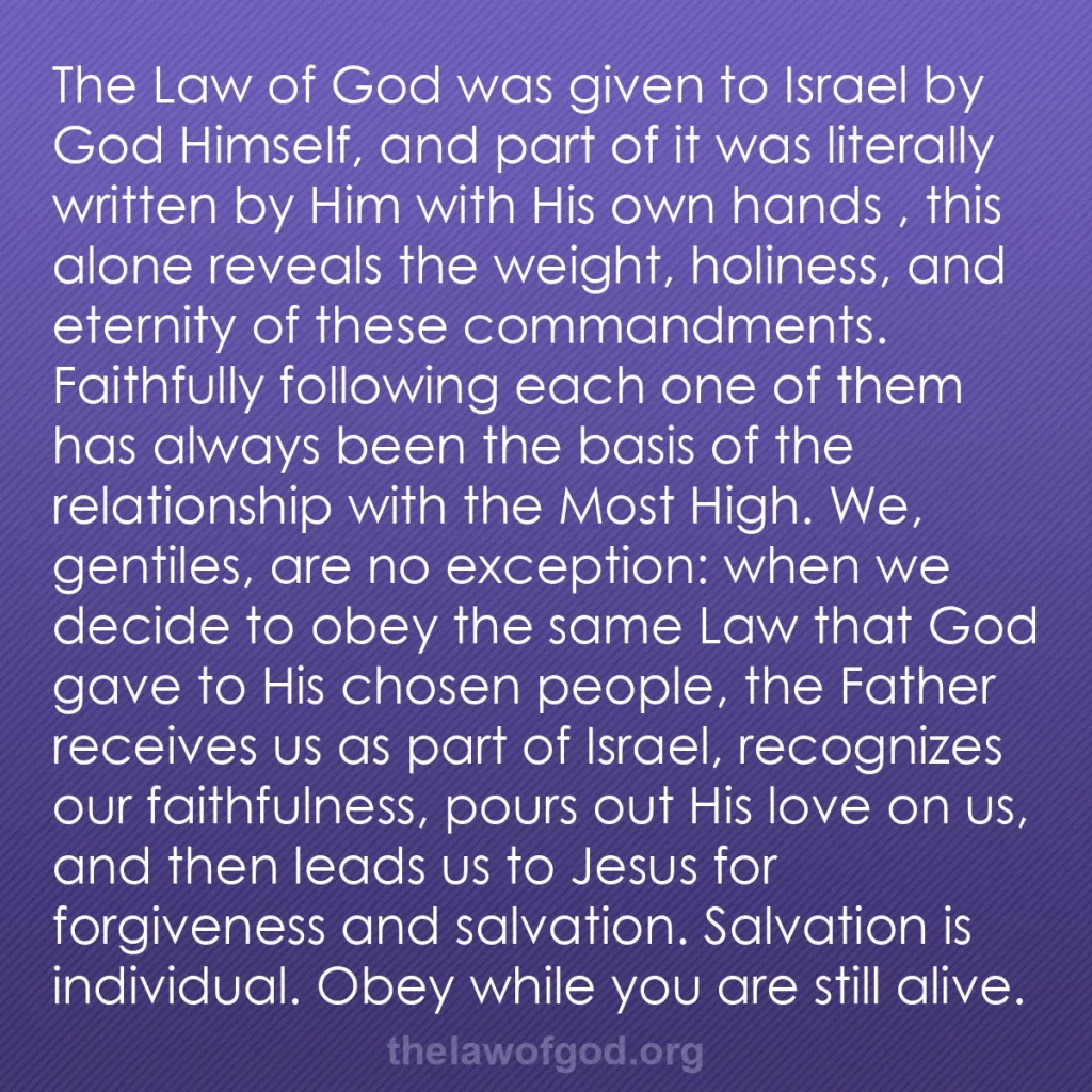b0498 - Post about the Law of God: The Law of God was given to Israel by God Himself, and part...