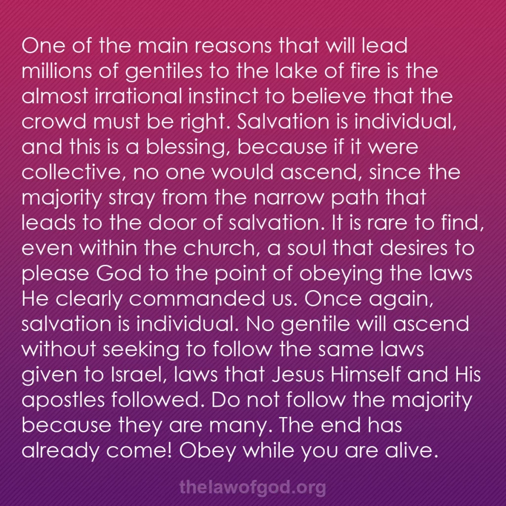 b0501 - Post about the Law of God: One of the main reasons that will lead millions of gentiles...