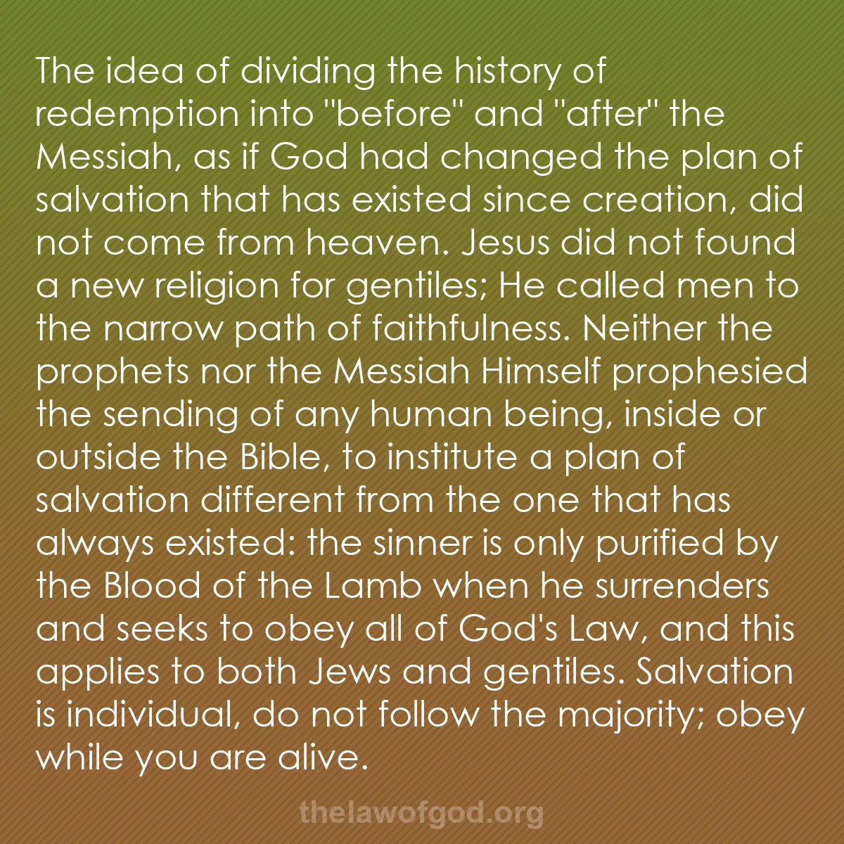 b050 - Post about the Law of God: The idea of dividing the history of redemption into "before"...