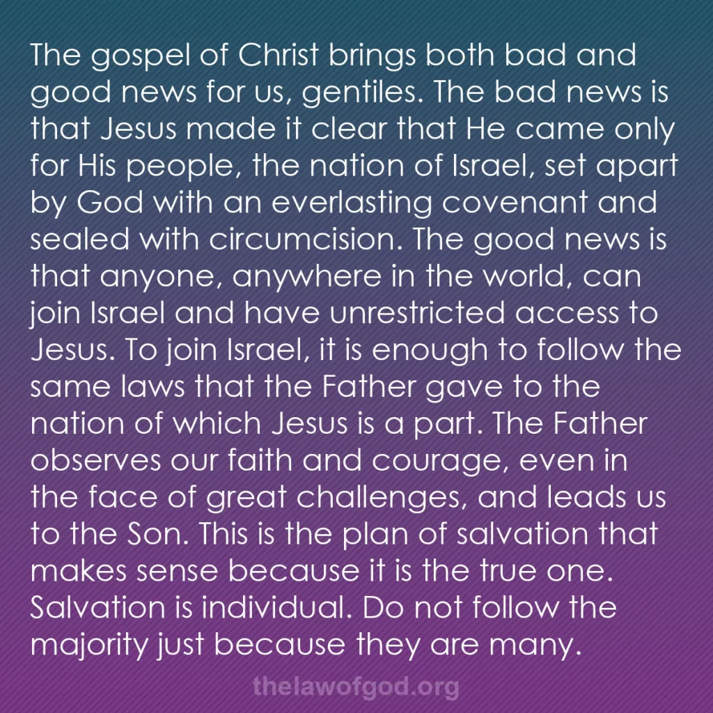 b0514 - Post about the Law of God: The gospel of Christ brings both bad and good news for us, gentiles....
