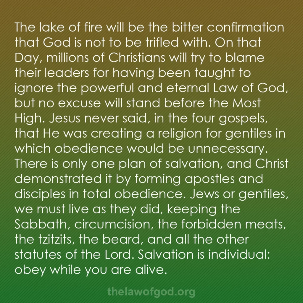 b0516 - Post about the Law of God: The lake of fire will be the bitter confirmation that God is...
